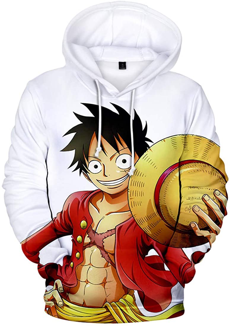 Felpa Con Cappuccio Unisex One Piece – Stampata Luffy E Ace, Autunno Inverno