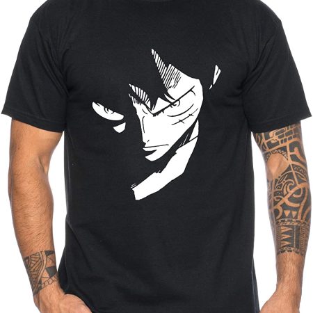 Tee Kiki Maglietta Uomo Anime – One Piece – Luffy Zoro Moon – Taglia Media – Colore Cachi – Cotone Morbido