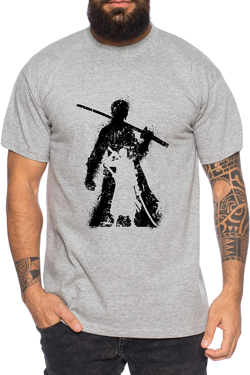 Maglietta Uomo One Piece Zoro Moon Luffy - Manga Anime Stampa - Cotone Morbido, Vestibilità Regolare, Certificata Oeko-Tex